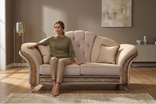 Sofa 2 miejsce do siedzenia Couch Design Podkładka Classic Material arredoclassic dwumiejscowa