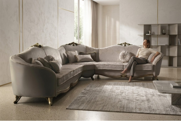 Narożnikowa kanapa Żywy krajobraz Sofa Couch L Shape Podkładka Couchen Włókienniczy arredoclassic