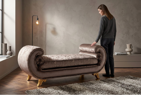 Meble do Salonu Meble Klasyczny Design Sofa Włókiennicza Brązowa Szezlong Nowość