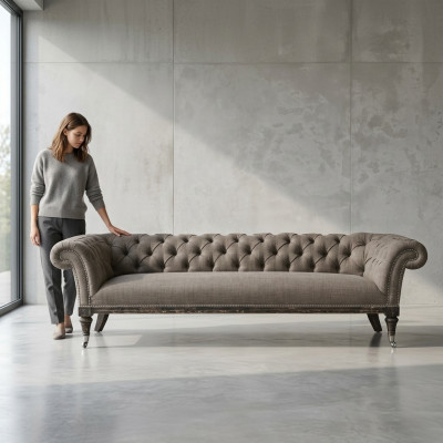 Chesterfield Sofa Couch Podkładka Materiał Skóra Couchen Podkładka Ustawić 4-osobowa