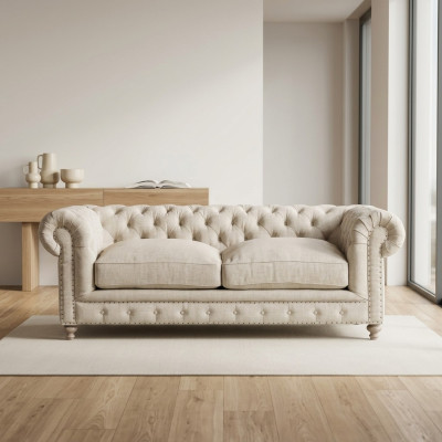 Biała Podkładka Chesterfield 3-miejsce do siedzenia luksusowa sofa do salonu