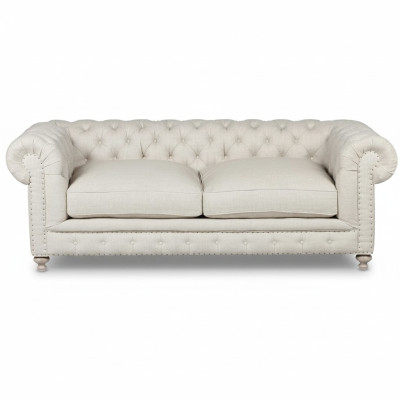 Biała Podkładka Chesterfield 3-miejsce do siedzenia luksusowa sofa do salonu