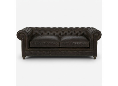 Nowoczesna, trzyosobowa, luksusowa sofa Chesterfield w kolorze czarnym