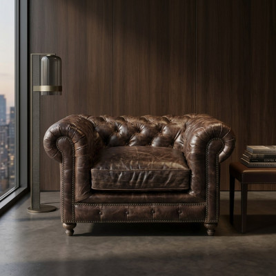 jvmoebel ® - Sofa z skóry - Brązowy fotel tapicerowany - Jednoosobowy zestaw mebli do salonu