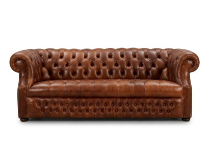 Designerska trzyosobowa sofa Chesterfield Brown Chesterfield 3-miejsce do siedzenia Stylowa kanapa