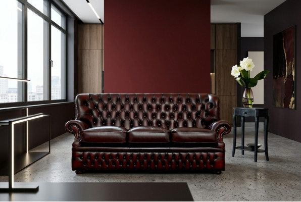 Brown Chesterfield 3-miejsce do siedzenia w designerskiej kanapie do salonu w stylu Antyka