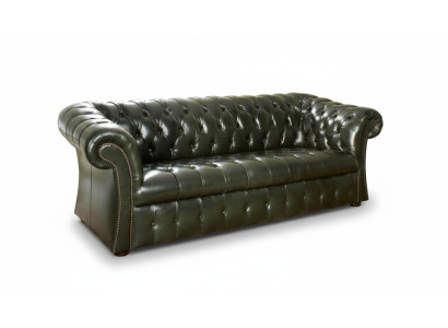 Green Chesterfield 3-miejsce do siedzenia, designerska, luksusowa, trzyosobowa kanapa