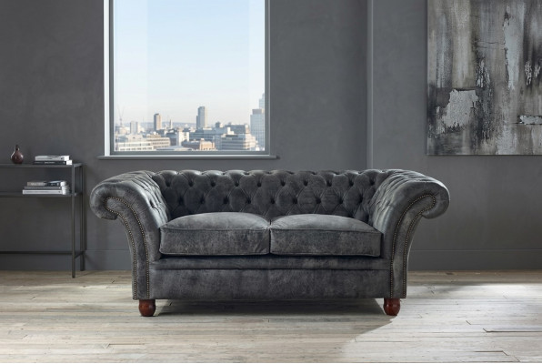 Chesterfield Sofa Kanapa Tkanina Skóra Kanapy Zagłówek 2-osobowa gladka sofa