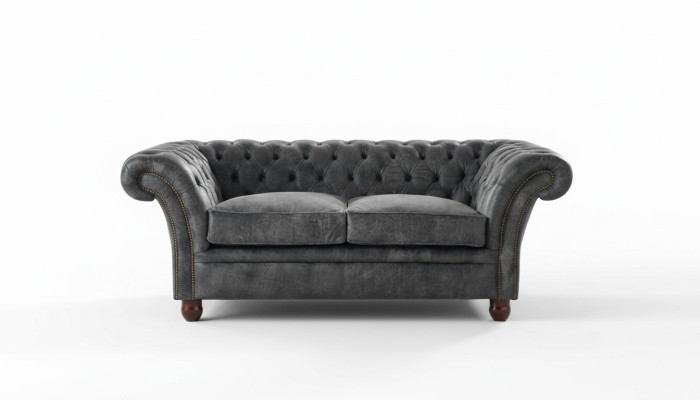 Chesterfield Sofa Kanapa Tkanina Skóra Kanapy Zagłówek 2-osobowa gladka sofa