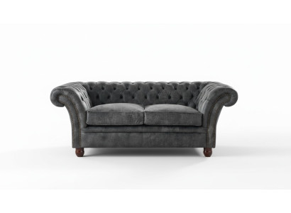Chesterfield Sofa Kanapa Tkanina Skóra Kanapy Zagłówek 2-osobowa gladka sofa