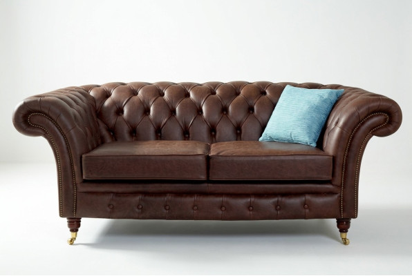 Chesterfield Klubowy Sofa Kanapa Skórzana Tapicerowana 2-Osobowa Brązowa NOWE jvmoebel ®