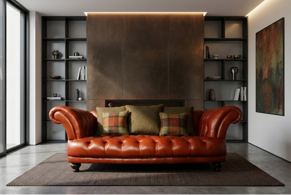 Brązowa Skóra Chesterfield Sofa Kanapa Podkładka Materiał kanapy Ustawić 3 miejsce do siedzenia Nowe
