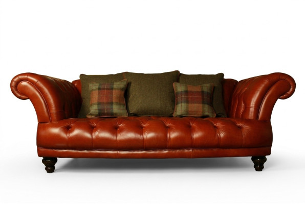 Brązowa Skóra Chesterfield Sofa Kanapa Podkładka Materiał kanapy Ustawić 3 miejsce do siedzenia Nowe