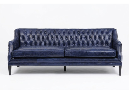 Sofa Blue Chesterfield Podkładka Materiał Skóra Couchen Ustawić 4 miejsce do siedzenia nowe