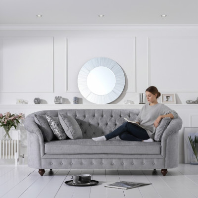 Chesterfield Sofa Couch Podkładka Materiał Skóra Couchen Podkładka Ustawić 3-osobową