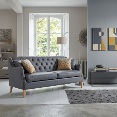 Tapicerka szara Chesterfield Sofa biurowa Kanapa recepcyjna Skóra Tekstylia Nowe jvmoebel ®