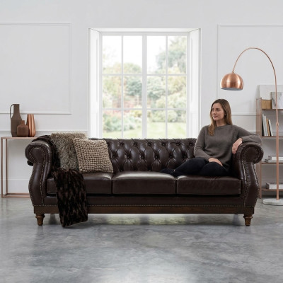 Chesterfield Designer Brown 3-miejsce do siedzenia Luksusowa Sofa do Salonu
