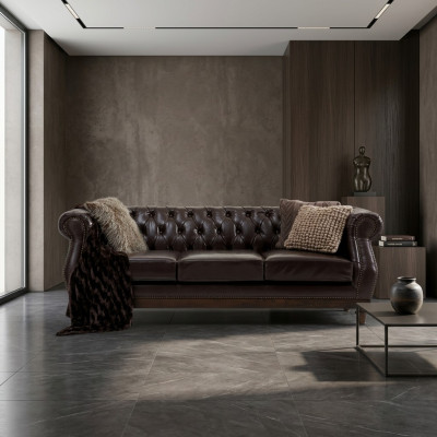 Chesterfield Designer Brown 3-miejsce do siedzenia Luksusowa Sofa do Salonu