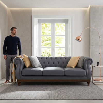 Chesterfield Sofa Couch Podkładka Skóra Kanapy Materiał Podkładka Ustawić