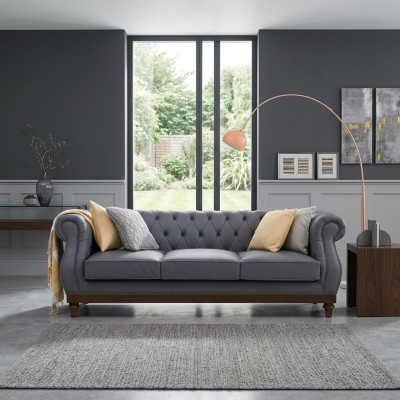 Chesterfield Sofa Couch Podkładka Skóra Kanapy Materiał Podkładka Ustawić
