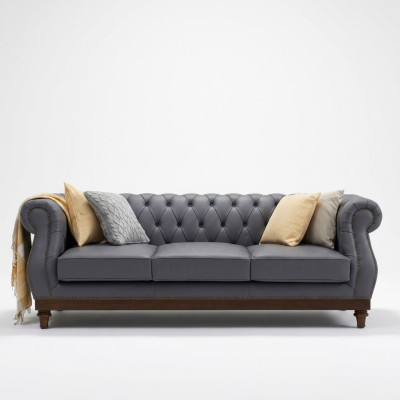 Chesterfield Sofa Couch Podkładka Skóra Kanapy Materiał Podkładka Ustawić