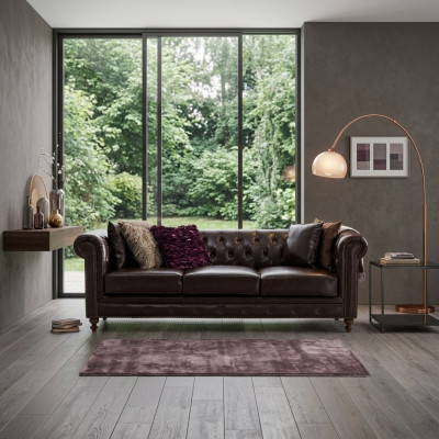 Chesterfield Sofa Couch Podkładka Materiał Skóra Couchen Podkładka Ustawić 3 miejsce do siedzenia