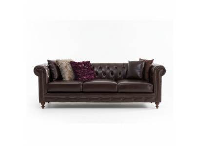 Chesterfield Sofa Couch Podkładka Materiał Skóra Couchen Podkładka Ustawić 3 miejsce do siedzenia