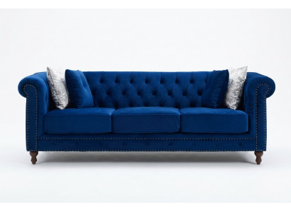jvmoebel ® - Sofa skórzana - Królewski niebieski zestaw trzech kanap Garnitur