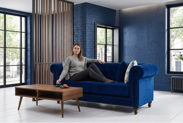 Chesterfield Sofa Kanapa Tapicerka Materiał Skórzana Sofa Zestaw 2-osobowy