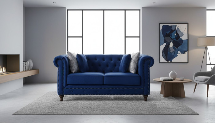 Chesterfield Sofa Kanapa Tapicerka Materiał Skórzana Sofa Zestaw 2-osobowy