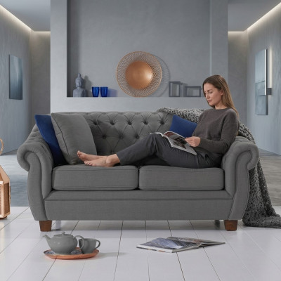 Klasyczna skórzana kanapa - tkaninowa sofa Chesterfield 2-osobowa Nowa jvmoebel ®