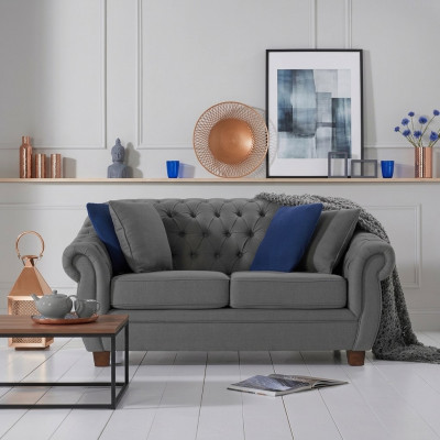 Klasyczna skórzana kanapa - tkaninowa sofa Chesterfield 2-osobowa Nowa jvmoebel ®