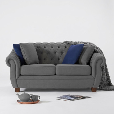Klasyczna skórzana kanapa - tkaninowa sofa Chesterfield 2-osobowa Nowa jvmoebel ®