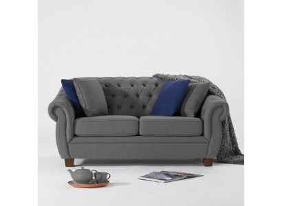 Klasyczna skórzana kanapa - tkaninowa sofa Chesterfield 2-osobowa Nowa jvmoebel ®