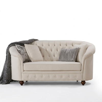 Klasyczna sofa tekstylna - Beżowy Chesterfield Tkanina Sofa 2 osobowa Nowa jvmoebel ®