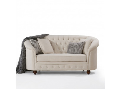 Klasyczna sofa tekstylna - Beżowy Chesterfield Tkanina Sofa 2 osobowa Nowa jvmoebel ®
