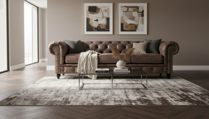 Sofa Męska Chesterfield Sofa Skóra Podkładka Trzyosobowa Brązowa NOWOŚĆ