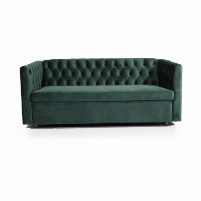 Sofa Chesterfield w stylu amerykańskim Skóra Podkładka Trzyosobowa zielona