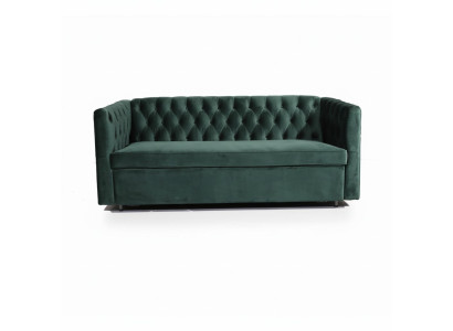 Sofa Chesterfield w stylu amerykańskim Skóra Podkładka Trzyosobowa zielona