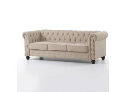 Chesterfield Sofa Kanapa Wygodna Lekkość Tapicerka Skórzana Sofa Zestaw Mebli Tapicerowanych 3-osobowa