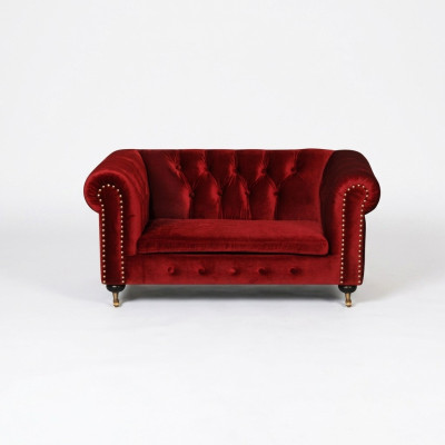 Czerwona sofa barokowa - Chesterfield materiał 2-osobowa skóra Tkanina jvmoebel ® NEW
