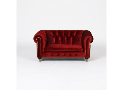 Czerwona sofa barokowa - Chesterfield materiał 2-osobowa skóra Tkanina jvmoebel ® NEW
