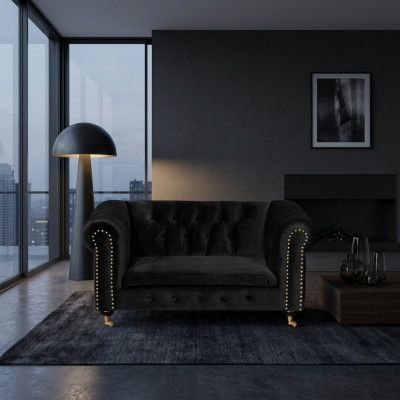 Chesterfield 2-osobowa klasyczna luksusowa sofa w stylu barokowym i rokoko z tkaniny i skóry