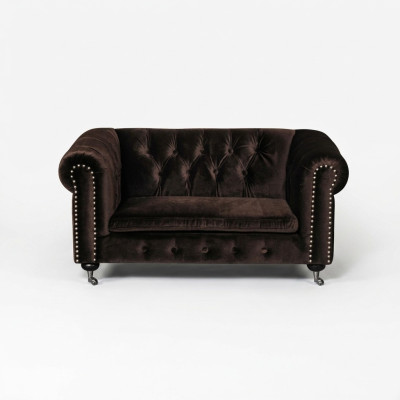 Czarna kanapa barokowa Chesterfield 2-miejscowa tkanina skóra jvmoebel ®