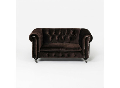 Czarna kanapa barokowa Chesterfield 2-miejscowa tkanina skóra jvmoebel ®