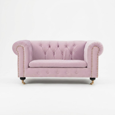 Różowy Kanapa Chesterfield Sofa Tapicerka Materiałow Leder Kanapy Tapicerowane Nowe