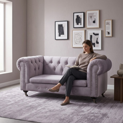 Chesterfield 2 osobowa Klasyczna luksusowa sofa barokowa Rokoko z tkaniny i skóry