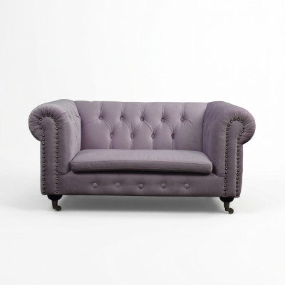 Chesterfield 2 osobowa Klasyczna luksusowa sofa barokowa Rokoko z tkaniny i skóry