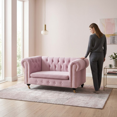 jvmoebel ® Sofa z naturalnej skóry - Różowy nowy zestaw kanapowy z drewnem tapicerowanym trzyosobowy