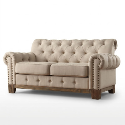 Chesterfield 2 Siedziba Klasyczna Luksusowa Sofa Z Naturalnego Drewna Rama Włókienniczy Skóra Couch